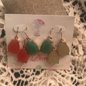 Set of 3 Gem Drops earrings